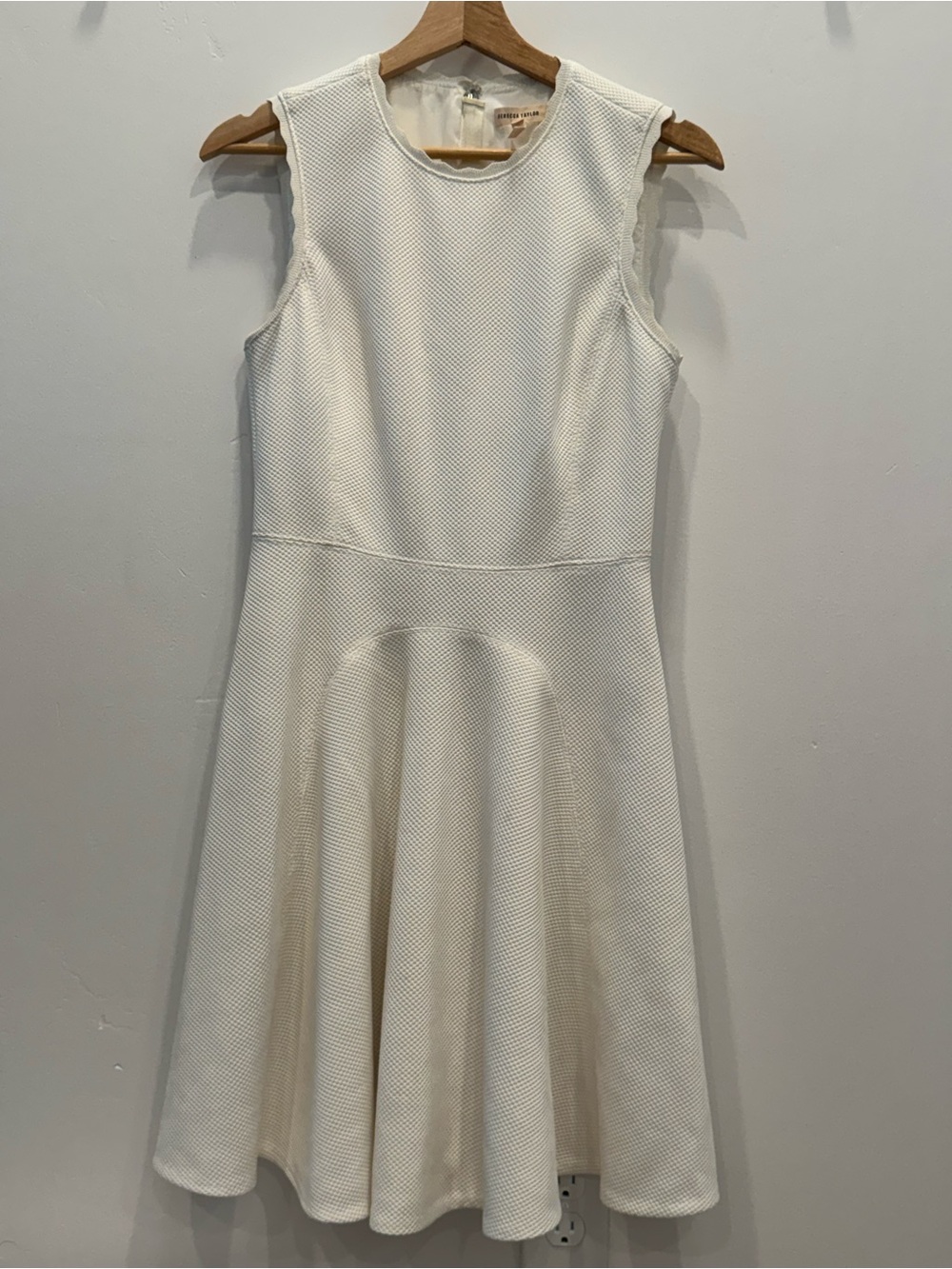 Rebecca Taylor White Textured Sleeveless Fit-and-Flare Dress